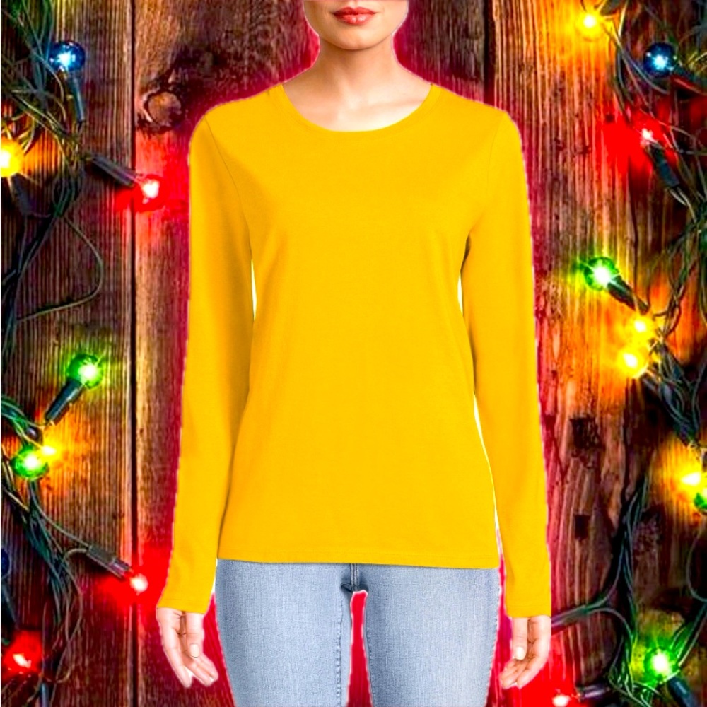 Time And Tru Women's Crewneck Tee with Long Sleeves